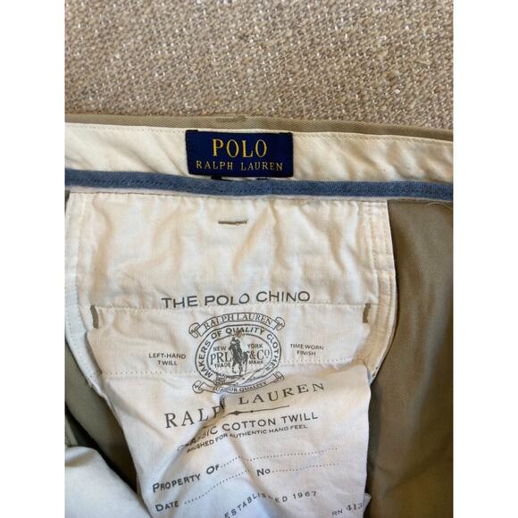 Polo Ralph‎ Lauren Chino Pants Mens 38x32 Brown Cotton Flat Front Preppy Casual - Picture 2 of 9